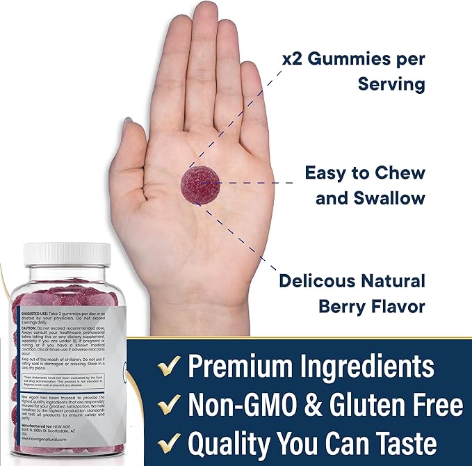 NEW AGE Zinc Gummies - 50mg High Immune Booster Zinc Supplement, Immune Defense, Powerful Natural Antioxidant, Non-GMO - by New Age (60 Count (Pack of 1))