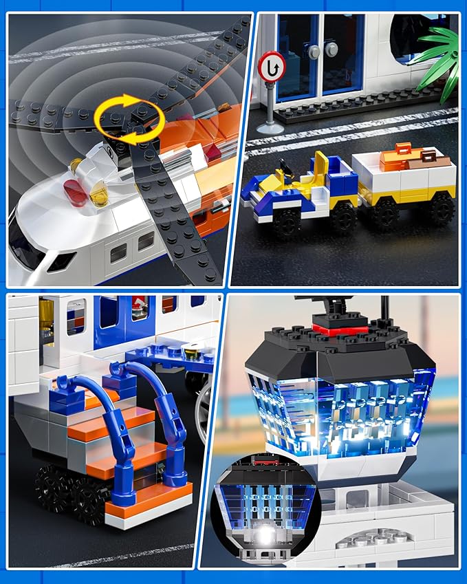 3 in 1 City Passenger Airplane Building Set 628 PCS, Osprey V-22 or Holicopter Building Kits, Terminal and Signs Airplane Playset Gifts for Kids, Aviation Lover,Home & Office Decoration
