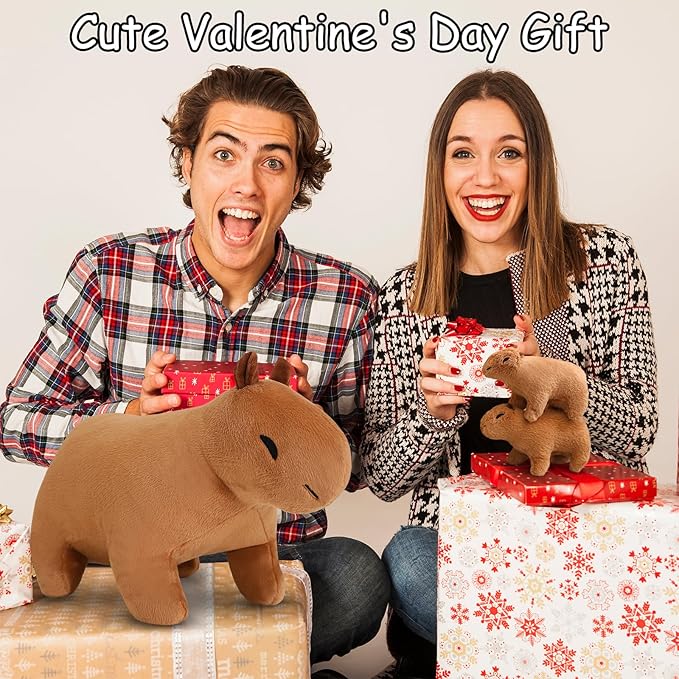 SQEQE Capybara Mommy Plush with 4 Cute Babies Capybara Stuffed Animals, Super Soft Plushie Stuffed Cotton Plushies Animal Toy Gift for Boys and Girls