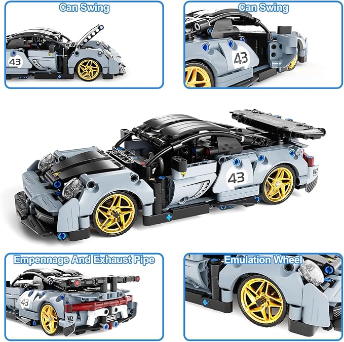 STEM Remote Control Car Building Kit Toys for Kids Age 8-12 with 2in1 STEM Robots Building Set Remote & APP Controlled Car/Robot, RC Car Toy Set for Boys Girls 466 Pcs (Black)