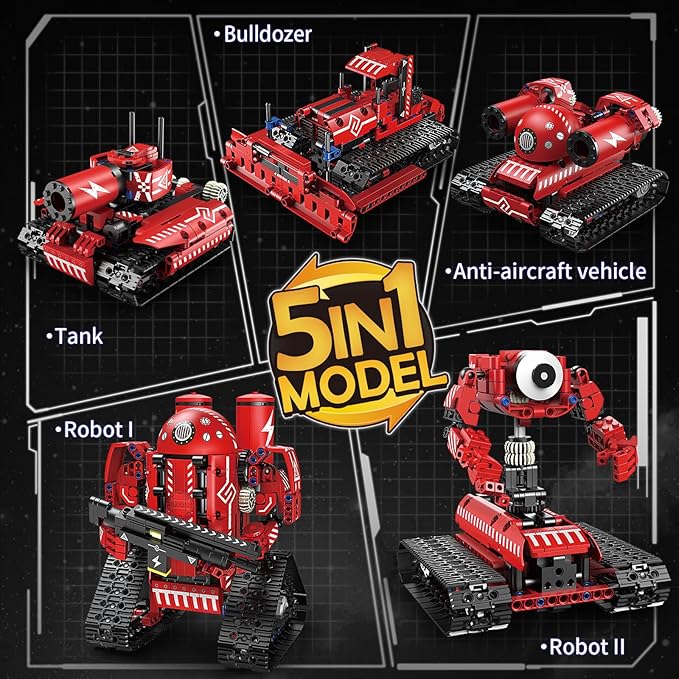 Technique Car Building Blocks Set, Science Kits for Kids Age 8-12, STEM 5in1 Remote & APP Control Tracked/Robot/Bulldozer/Tank, Building Toy Gifts for Boys Girls 8-16, (495 PCS)