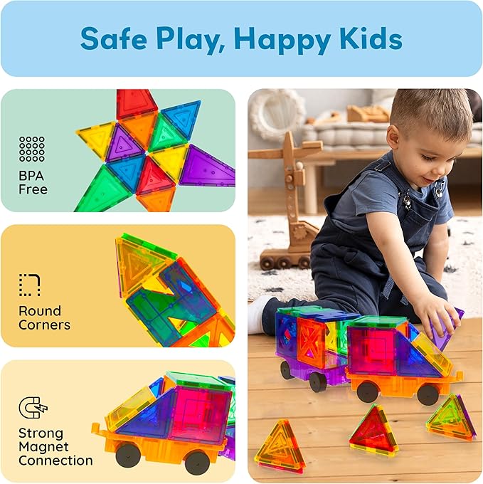 PicassoTiles® PT82 Creativity Set Magnet Building Tiles Clear Color Magnetic 3D Building Block - Creativity Beyond Imagination! Educational, Inspirational, Conventional, Recreational
