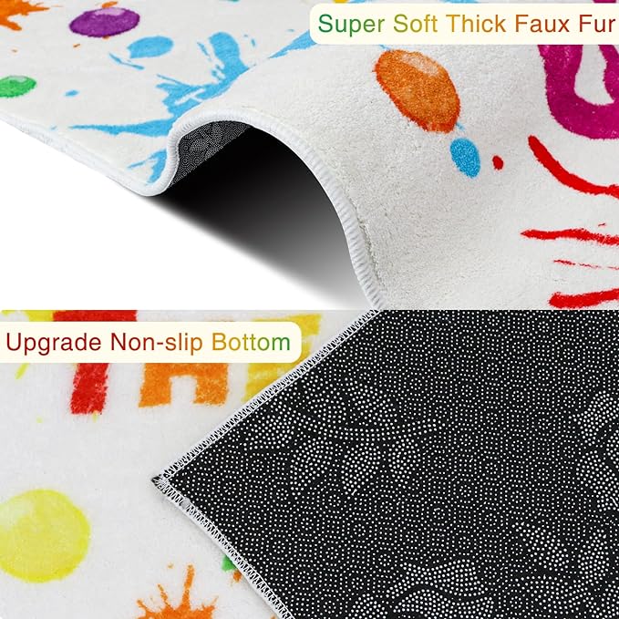 Colorful Kids Handprints Area Rug, Non-Slip Play Mat, Ultra Soft Thick Plush Indoor Rug for Playroom, Classroom, Nursery Decor (59 X 39.4 INCH)