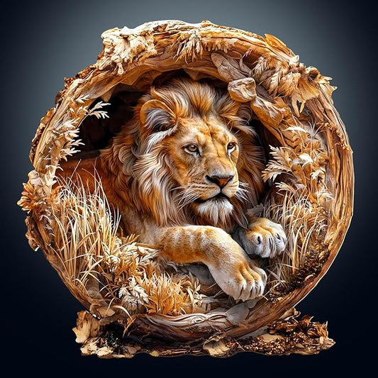 Wooden Puzzles for Adults, 3D Lion (M-200pcs) Wooden Jigsaw Puzzles Kids, 11.4 * 11.4in Unique Shaped Animal Wood Puzzles Adults 3D Vision Flat Puzzle Family Games
