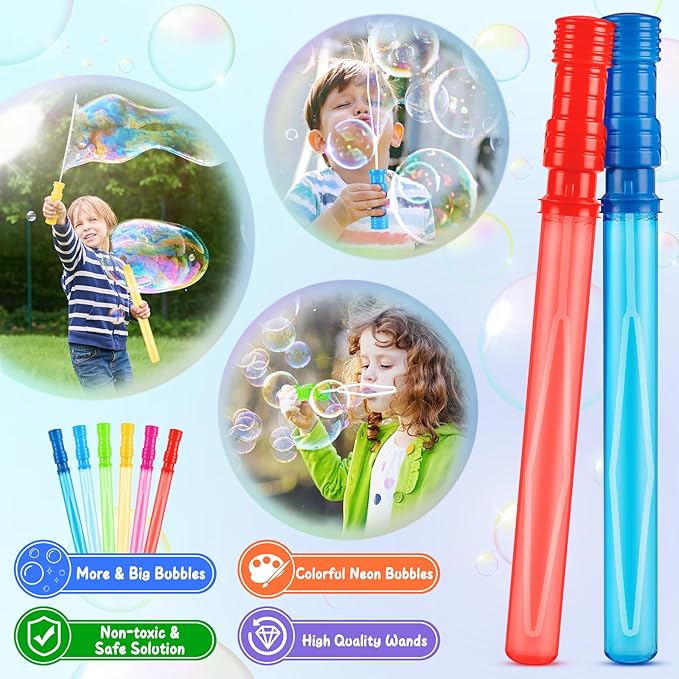 36PCS 15 inches Big Bubble Wands - Bubble Bulk in 6 Colors, Bubble Wands for Kids Summer Toy Party Favors, Birthday, Easter, Valentine Day, Carnival Prizes, Wedding, Outdoor Gifts for Girls & Boys