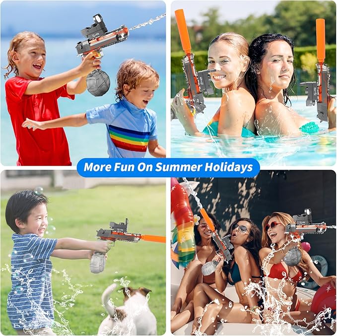 Electric Water Gun, Water Guns for Adults and Kids, Automatic High Power 500ml Squirt Guns, Long Range Water Gun Summer Water Toys for Boys Girls Pool Party Beach Outdoor Grey