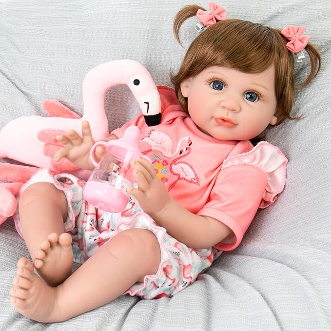 Aori Realistic Reborn Baby Doll Girls - 22 inch Real Life Newborn Baby Dolls, Adorable Lifelike Babies, Weighted Reborn Toddler Gifts Set for Kids Grandma