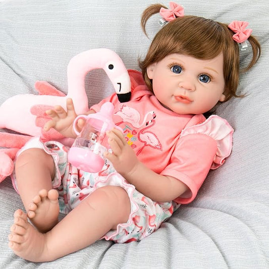Aori Realistic Reborn Baby Doll Girls - 22 inch Real Life Newborn Baby Dolls, Adorable Lifelike Babies, Weighted Reborn Toddler Gifts Set for Kids Grandma