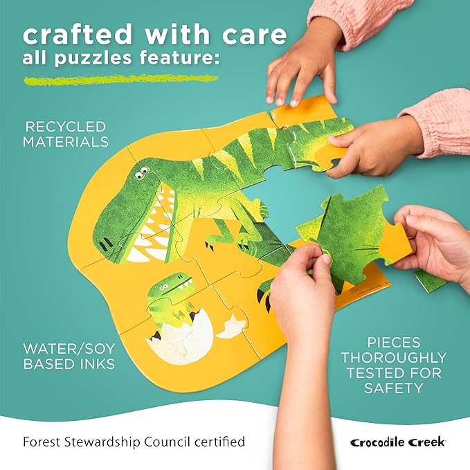 Crocodile Creek 36-Piece Jigsaw Floor Puzzle - Fun Floor Puzzles for Kids Ages 3-5 - Heavy-Duty Shaped Box for Storage - Vehicles - 24" W x 18" H Finished