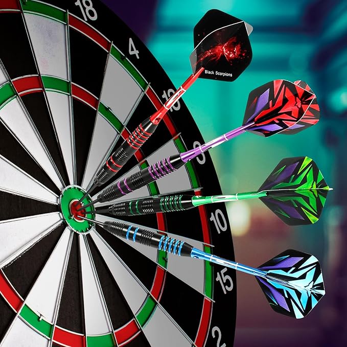 Darts Metal Tip Set Professional Metal Darts for Dartboard Steel Tip Darts with Nonslip Iron Barrel Aluminum Dart Shafts,Extra Flights,Dart Sharpener,Gift Box