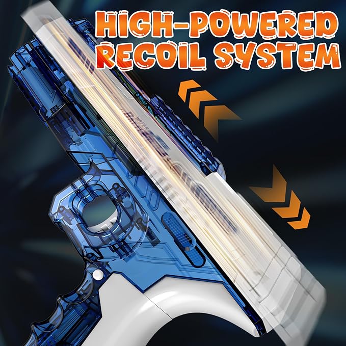 Skirfy Electric Water Gun with Realistic Gun Muzzle Flash for Kids Adults,High Powered Waterproof Water Pistol with High Capacity,Ideal Outdoor Swimming Pool Beach Toys-Blue
