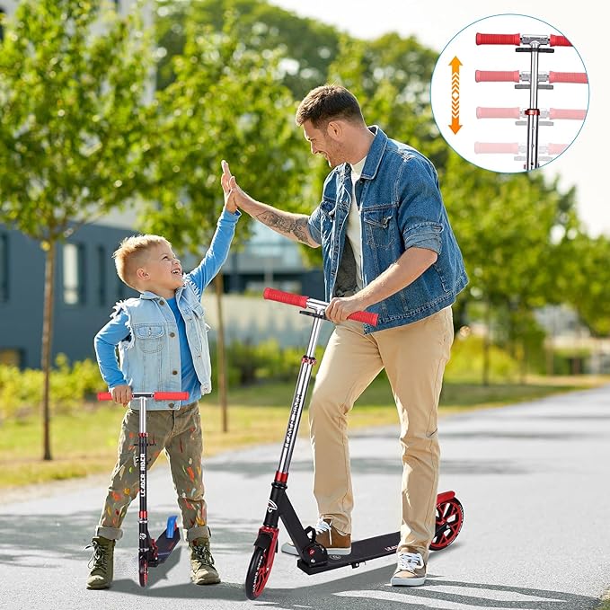 Kick Scooter - Collapsible Portable Kids Push Scooter - Lightweight Folding Design with High Visibility RGB Light Up LEDs on Stem, Wheels, and Deck