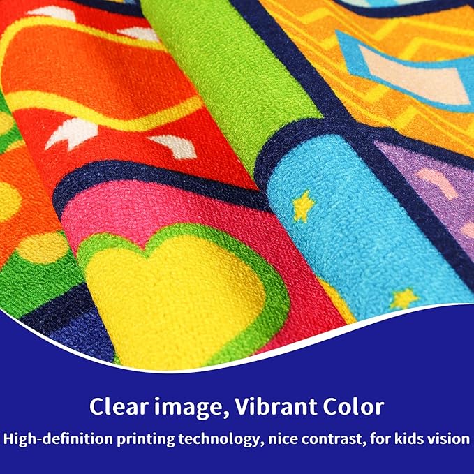 Classroom Carpets Kid Rug 7.7'×13.3', Extra Large 24-Seat Shape Rug for Kindergarten Primary School, Preschool Mat for Classroom Learning Area, Nylon Non-Slip Latex Backing 157"×91"