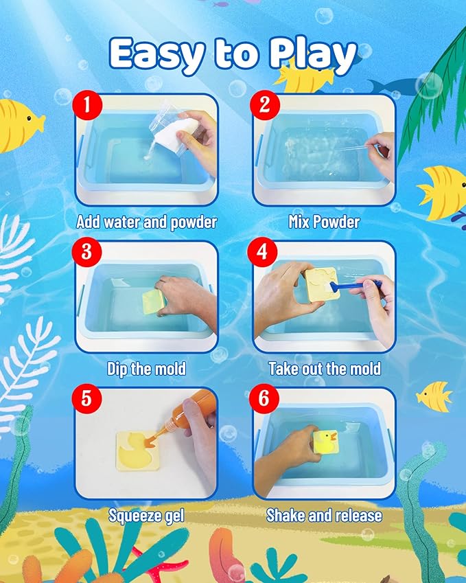 24 Gels Magic Water Elf Toy Kit - Aqua Fairy Water Gel Kits with 16 Molds, DIY Squishy Maker Set for Kids, Water Pets Squishies Toys, Party Favors Arts & Crafts Gift for Boys & Girls