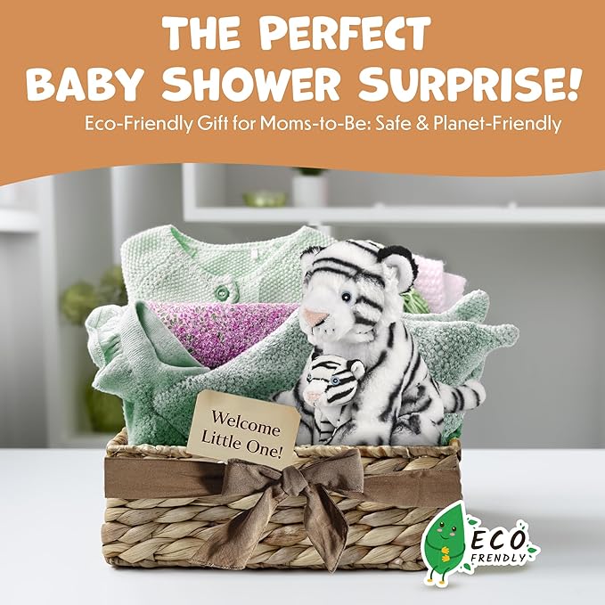 Mom and Baby Stuffed Animals for Boys & Girls, Safari Baby Shower Decorations, Nursery Decor, Zoo Animals for Toddlers, Quality Realistic Toys for Kids, Cute, Soft, Huggable (9.5" White Tiger)