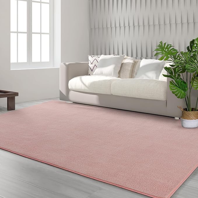 FlyDOIT Area Rugs for Bedroom Living Room, 5x8 Pink Super Soft Comfy Thickened Memory-Foam Indoor Carpets, Modern Aesthetic Minimalist Carpet for Boys Girls Adults Apartment Nursery Home Décor