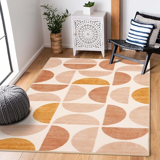 Lahome Boho Rugs 5x7, Ultra-Thin Washable Rugs for Living Room, Non-Slip Foldable Nursery Rug Non Shedding Soft Bedroom Rugs for Classroom Office Dining Room (5x7ft,Multi)