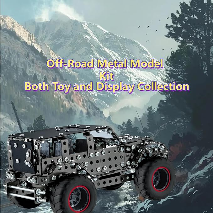 Metal Truck Building Assembly Toy 496PCS STEM Project Building Erector Sets Off-Road Car Model Kit Metal Construction Set Model Car Building Toy for Kids Ages 8+ (Off Road Car)