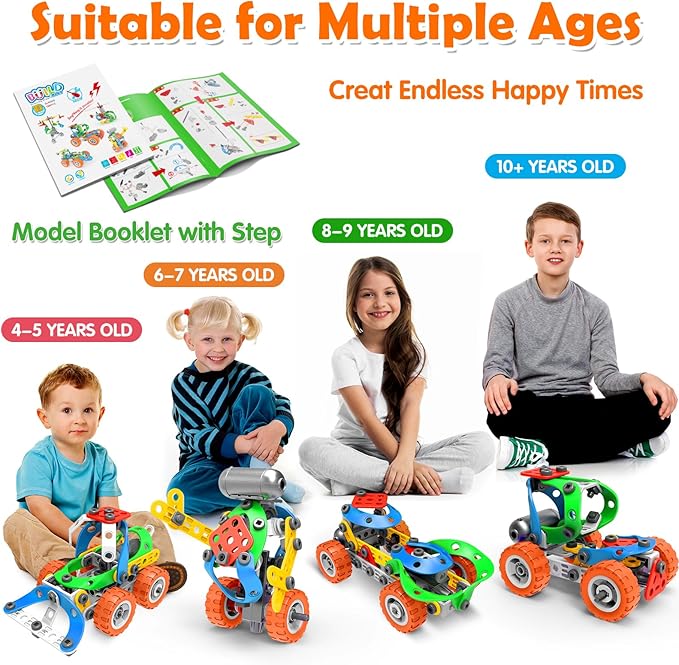 STEM Toys for Boys Kids Gift - 10 in 1 Electric Building Toys for 5 6 7 8 9 10 Year Old Birthday Gifts - Educational Construction Blocks Kits Activities Games Ages 4-6 4-8 5-7 6-8 8-10 8-12 Year Old