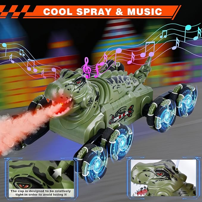 8WD Gesture Sensing Rc Stunt Car, 2.4 Ghz Remote Control Car Toy for Kids 8 9 10 11 12,Transform Drift Off Road Vehicle with Light&Music&Spray for Boys Girls Birthday Gifts