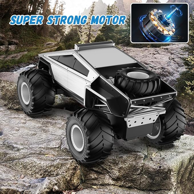 Remote Control Pickup Truck Toy Car, 1:12 Scale Monster Truck Toys with Alloy Shell Lights and Sounds, 4WD All Terrain Off-Road RC Car Boy Kids Toys for Ages 6+, Christmas Birthday Gift