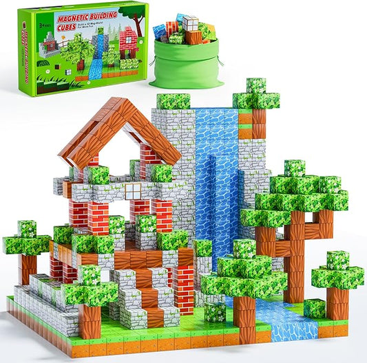 120PCS Magnetic Blocks - Build Magnet World Edition, Magnetic Blocks for Kids Ages 3-5, 4-8, 8-12, for Boys & Girls, STEM Montessori Sensory Toys for Toddlers Gifts for 3+ Years Old