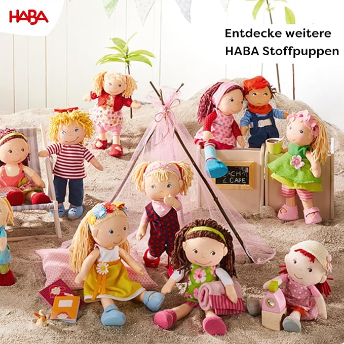 HABA Lian 12" Soft Doll - Baby Boy Doll with Brown Hair and Blue Eyes, Perfect Plush Toy for 18 Months & Up with Embroidered Face (Machine Washable)