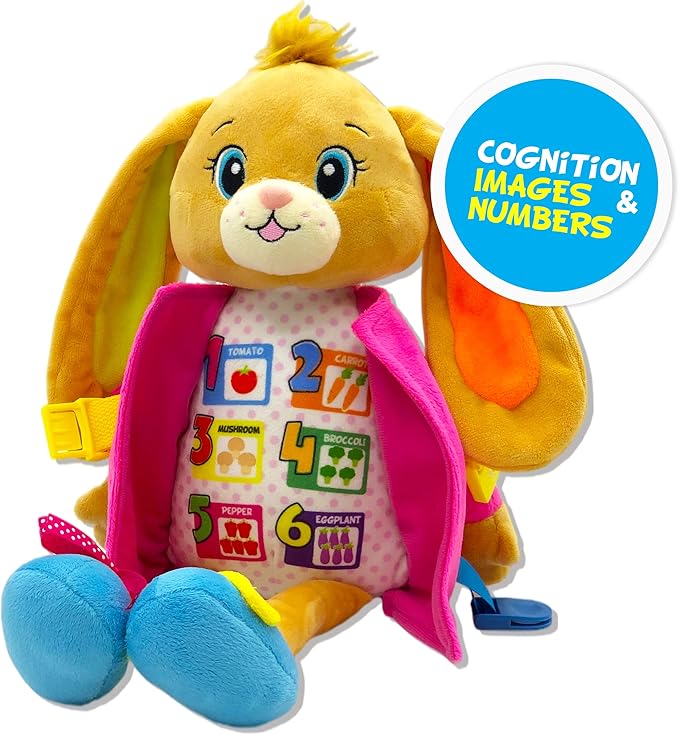 June Garden 16" Dressy Friends Bunnie - Educational Stuffed Plush Doll for Kids and Toddlers 2 Years and Up - Montessori Soft Toy Doll