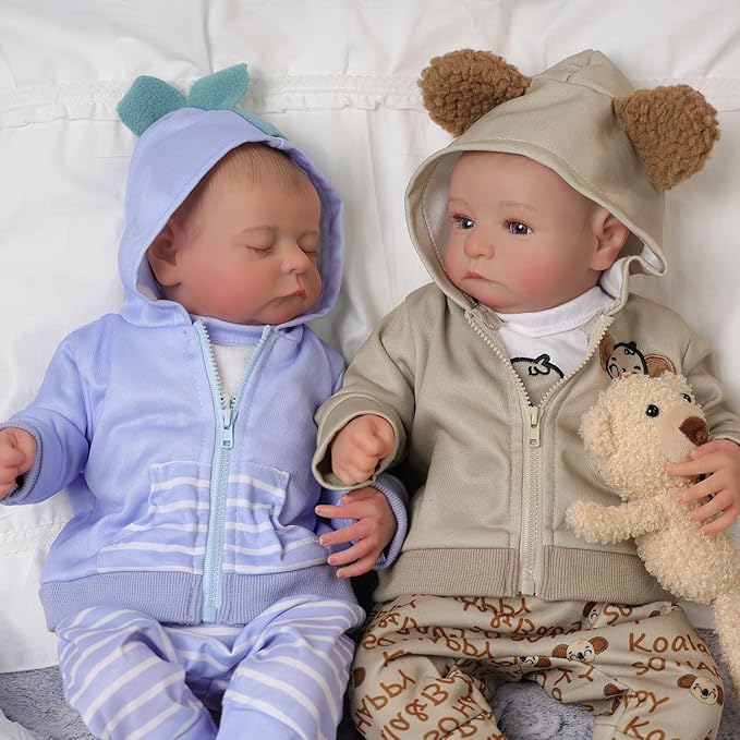 BABESIDE Reborn Baby Dolls Twins - 20 inch Soft Realistic-Newborn Twins Baby Dolls Lifelike Real Life Boy with Toy Gift for Kids Age 3+