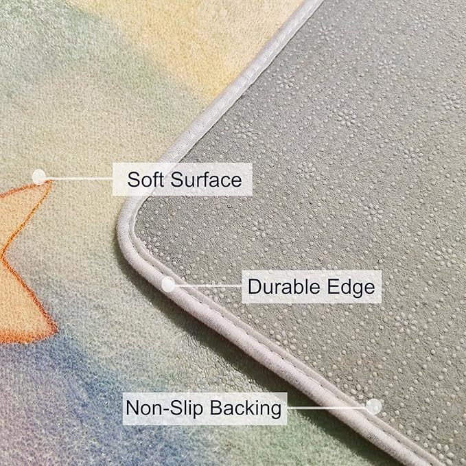 ABREEZE Kids Rainbow Play Mat Ultra Soft for Room, 3.3'x5' Non Slip Multi Color Children Nursery Area Rug Baby Carpet for Bedroom Decor Playroom Living Room