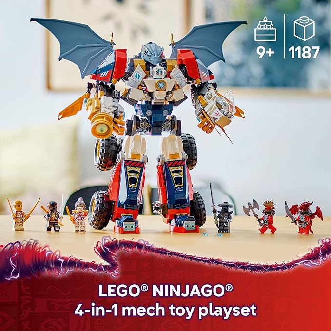 LEGO NINJAGO Zane's Ultra Combiner Mech Ninja Toy - Pretend Play 4-in-1 Building Toy Set for Kids, Boys and Girls, Ages 9+ - with 6 Minifigures - Gift Idea for Birthdays - 71834