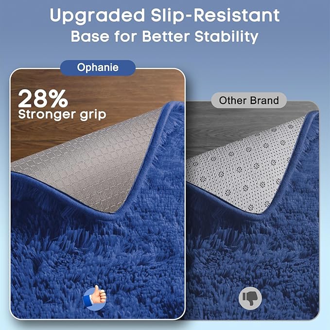 Ophanie Blue Rug, Boys 4x6 Rugs for Bedroom Royal Dark Blue Carpet Nursery Aesthetic, Kids Playroom Navy Area Rugs for Girls Teen Home Decor, Fluffy Shag Bedside Floor Living Room Carpet