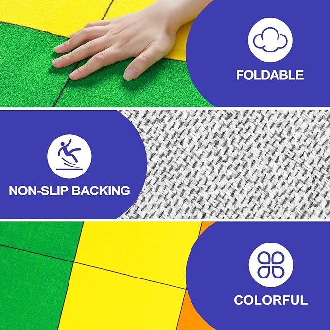 LIVEBOX Elementary Classroom Rugs for Kids, Washable Kids Rugs for Playroom School, Nursery, Colorful Children's Educational Carpet Non-Slip Classroom Mat for Learning, 6'x9'(Seats-20)