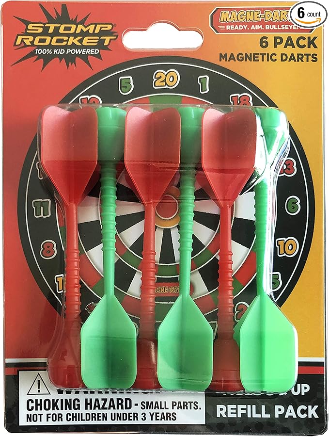 Stomp Rocket Magne Darts Indoor Outdoor Magnetic Kids Dartboard Game with 6 Multicolored Darts with Magnets