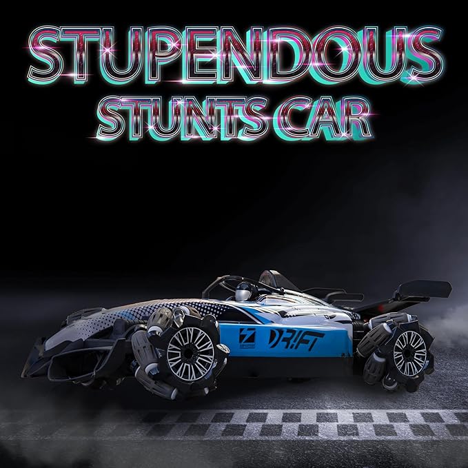 Sunnydaze Stupendous Stunts Kids Remote Control Car - RC Car with Lights, Sounds, Steam for Ages 6+ - 360-Degree Rotation