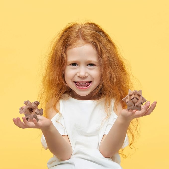 Sharp Brain Zone Wooden Brain Teaser Puzzles for Adults & Kids (Barrel Wooden Brain Teaser)