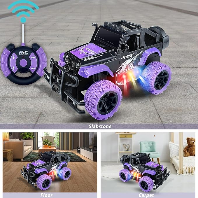 2 Pack Remote Control Car for Girls, Purple and Blue Rc Race Car Toy for Kids 3-5 6 7 8-12 Years