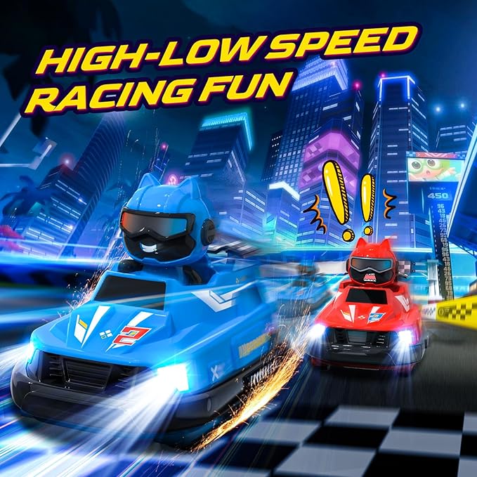 2 Pack Remote Control Cars Toys, RC Bumper Cars with Light & Music for Age 6 Years Old,RC Battle Stunt Race Car Cool Birthday Gift for 6 7 8 Year Old Kids Boys Girls (Red&Blue)