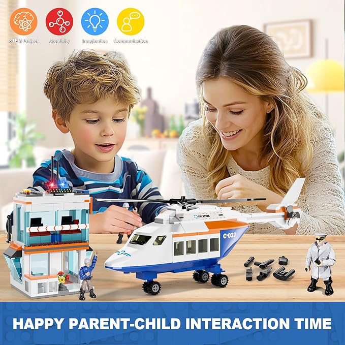 City Passenger Airplane Building Set for Boys, 3 IN 1 Plane Toy Kit with 3 Airport Staff, Helicopter, Terminal, Baggage Truck, Radar Tower, STEM Toy Gift for Kids Girls 6 7 8 9 10+ years old (796 PCS)