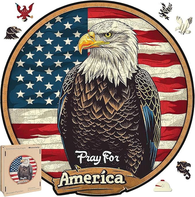 Wooden Puzzle for Adults, Eagle Wooden Jigsaw Puzzles(11.1 * 11.2in-200pcs), Beautiful Wooden Puzzle with Box Birthday Gifts for Adults and Kids Family Game