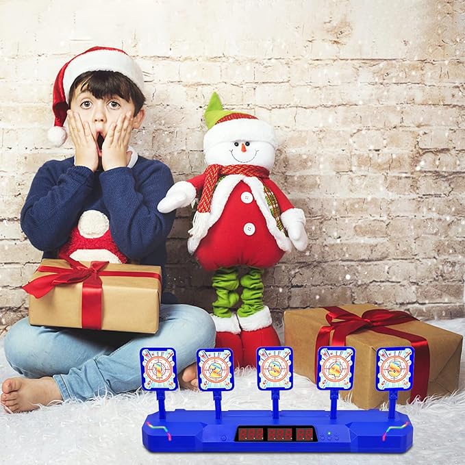 Target for Nerf Gun Practice, Plus Electric Digital Shooting Targets w/Blaster Scoring Auto Reset Target for Nerf Ideal Gift Toy for Kids, Teens, Boys and Girls Aged 5-12