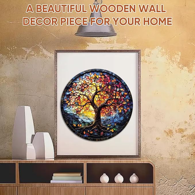 Puzzles for Adults 500 Pieces, Mosaic Tree of Life Wooden Jigsaw Puzzles,16.5x16.5in, Royal, Unique Shape Adult Puzzles, Irregular Wood Creative for Adults and Kids Family Game