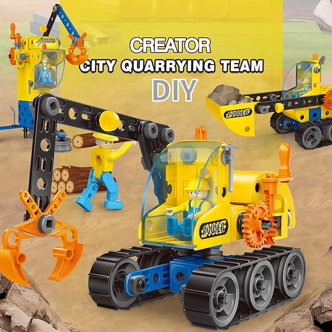 6 in 1 STEM Toys,Engineering Topic Education DIY Assembly Disassembly Toys Engineering Building Sets Building Toys for Kids Ages 4-8 Prefect Gifts