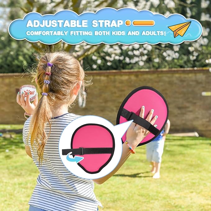 Toss and Catch Game Set Classical Outdoor Toys for Kids at The Beach, Yard, or Park Outside Games 4 Paddles 4 Balls Family Games for Kids and Adults Easter Toys Gifts