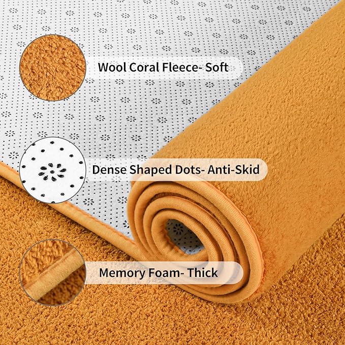 FlyDOIT Area Rugs for Bedroom Living Room, 5x8 Orange Super Soft Comfy Thickened Memory-Foam Indoor Carpets, Modern Aesthetic Minimalist Carpet for Boys Girls Adults Apartment Nursery Home Décor