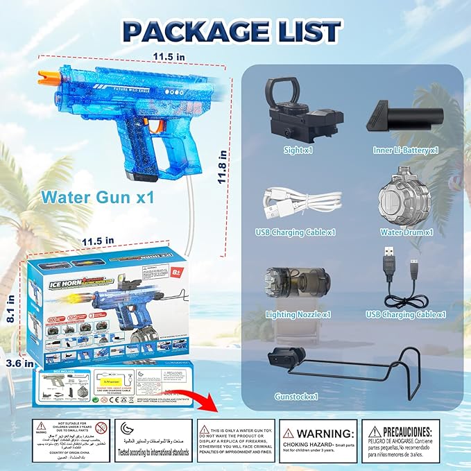 Upgraded Electric Water Gun for Adults Kids 26-32FT Long Range Squirt Gun Auto-Refill 800ml High Capacity Water Guns Toys with LED Light, Pool Beach Outdoor Summer Gift Toys for Kids Ages 6-12 (Blue)