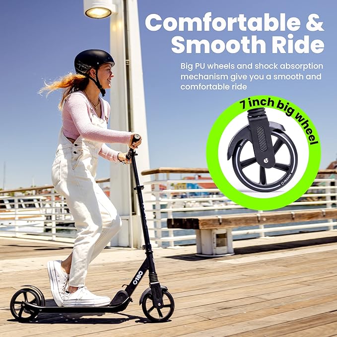 Aero Two Wheels Kick Scooters for Kids Ages 6-12, Teens and Youth. Big Wheel Scooter for Boys and Girls, with Shock Absorption, Max 176lbs, Foldable and Height Adjustable