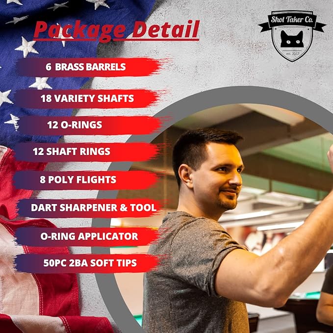 Soft Tip Darts Set - Professional Darts for Electronic Dartboard - Includes Brass Barrels + Plastic & Aluminum Shafts + Rubber O'Rings + Flights + 50PC 2BA Tips + Wrench