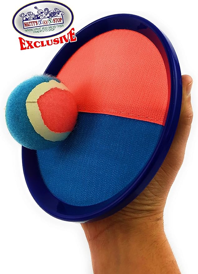 Matty's Toy Stop Deluxe Toss & Catch (Hook & Loop) Tropical Colors Paddle Game Set with 4 Paddles, 3 Balls & Storage Bag - Classic Outdoor Game, Perfect for The Beach, Backyard or in The House!