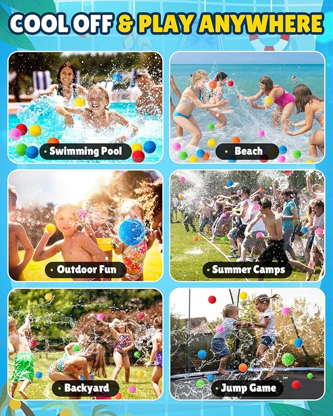 Reusable Water Balls, 75 Pack Reusable Water Balloons Splash Balls for Kids and Adults - Water Toys for Outdoor Summer Fun Water Games Pool Backyard Birthday Party